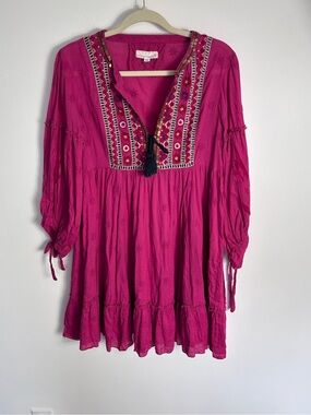 Odd Molly Pink Embroidered Dress - Size 2 - Medium